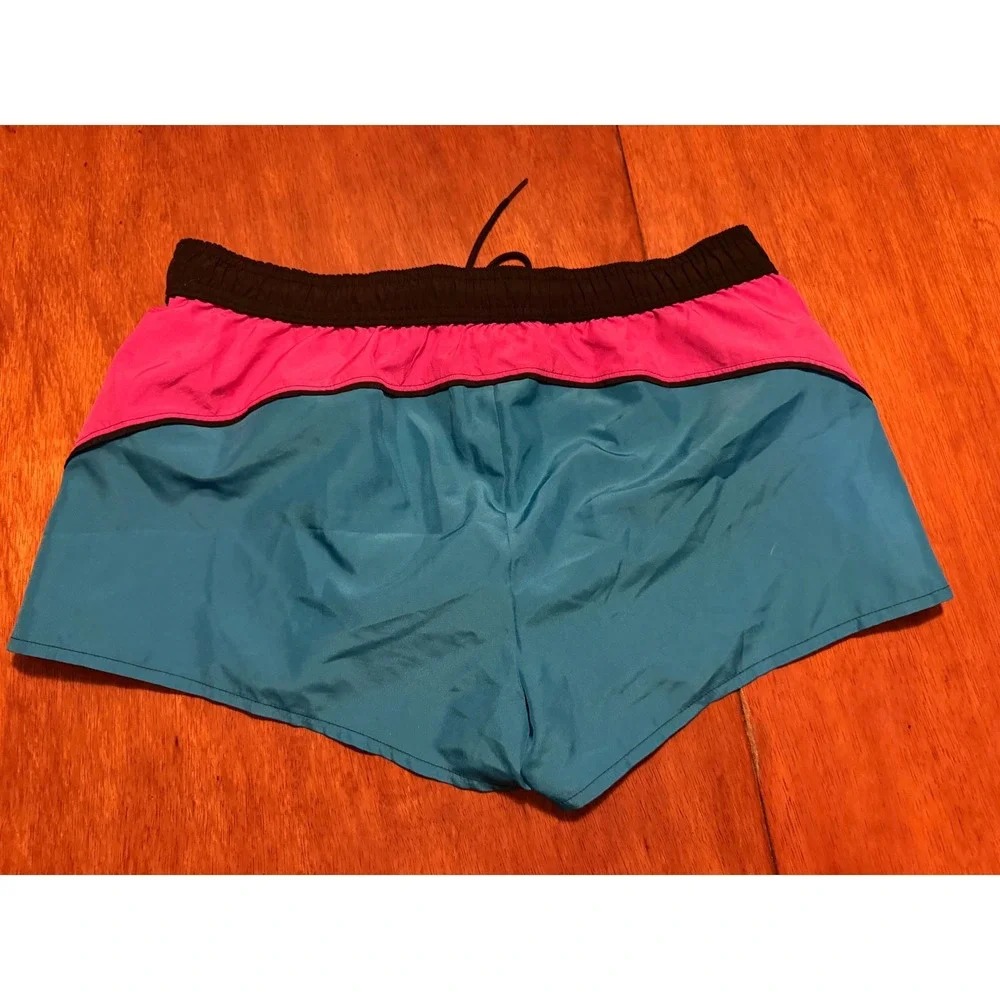 Hollister Womens Colorblock Athletic Shorts Black Pink Blue‎ Size S Running Gym